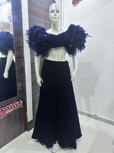 Feather Sleeve Lehenga Choli