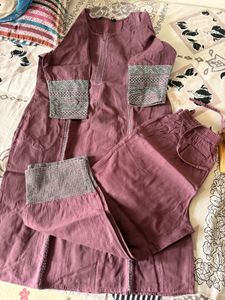 Mauve Embroidered Kurta Set