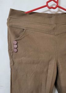 Brown Slim Fit Stretchable Pants