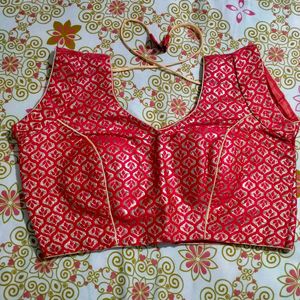 Red Blouse With Golden Embroidery