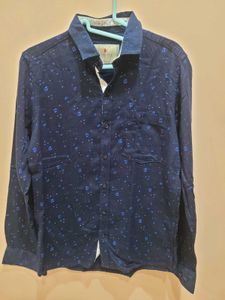 Navy Blue Patterned Shirt