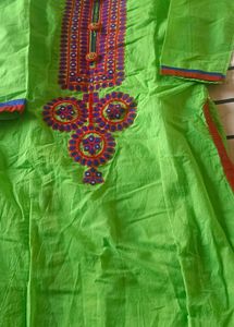 Green Embroidered Kurta