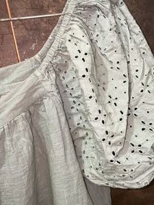 Bardot Sage Green Eyelet Top