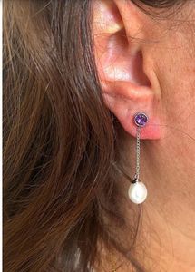 Amethyst &amp; Pearl 92.5 Silver Earrings