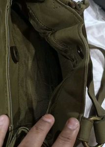 Olive Green Braided Handle Tote Bag