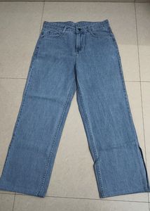 Wide Leg slit cut Jeans