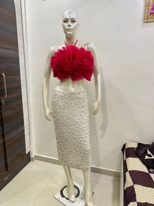 Floral Top and Pearl Skirt Set