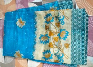 Elegant Blue Floral Saree