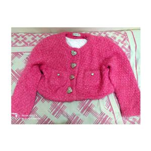 korean Pink Knit Cardigan