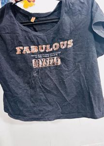 Fabulous Myself Sequin Slogan T-Shirt | Grey Top