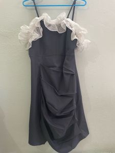 Gray Ruffle Mini Dress