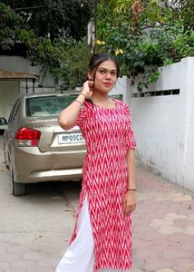 Pink & White Kurti Set