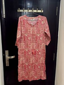 Red Paisley Print Tunic Dress
