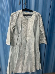 Vark Kurta Set Light Blue And White - M
