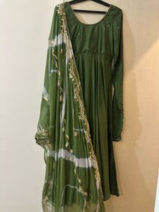 Green Embroidered Anarkali Suit Never Used