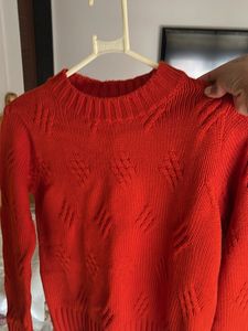 Red Knit Pullover Sweater