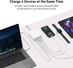 New Belkin 108W Gan Multiport Mobile &amp; Pc Charger
