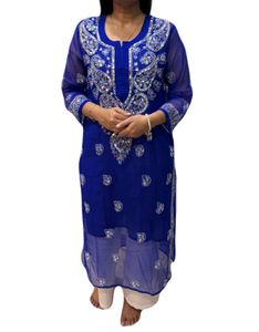 Elegant Blue Mirror Work Embroidered Kurta