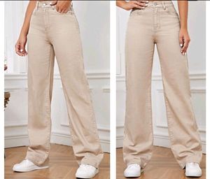 Beige wide leg jeans