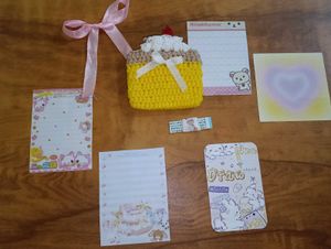 Crochet Pudding Coin Purse + Memo Card Combo 🍮☘️