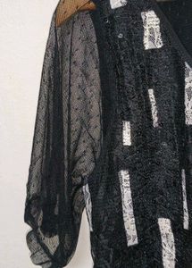 Trendy New Black Sheer Embellished Top