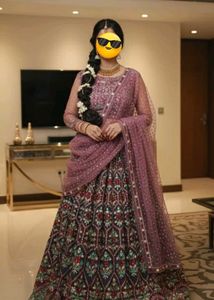 Multicolour Full Embroidery Bridal Lehenga .