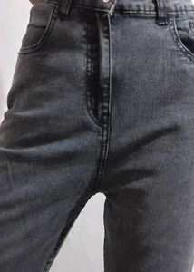 Straight Fit Denim In Charcol Colour
