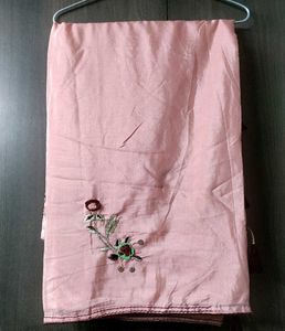 Beautiful Dark Peach Saree With Contrast Blouse