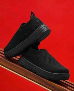 Black Knit Slip-On Boys Sneakers (CK)