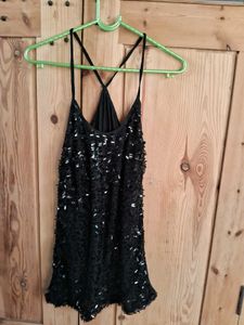 Black Sparkling Sequin Cami Top