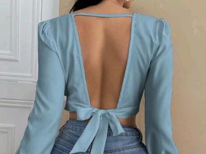 Casual Solid Women Light Bule Top