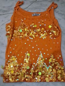 Orange Sequin Top