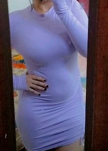 Lavender Ruched Mini Dress