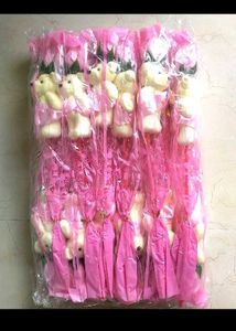 Pink Rose Teddy Bear Pack Of 12
