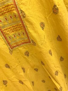 Yellow Embroidered Kurti