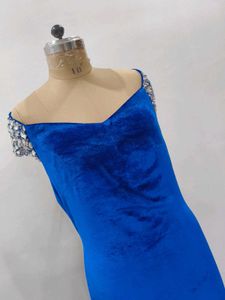 Elegant Blue Velvet Gown