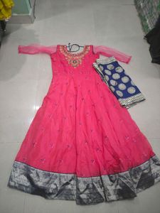Very pretty Pink gown with silk dupatta