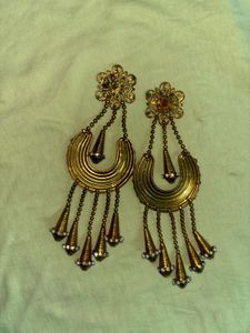 Vintage Gold &amp; Pearl Dangle Earrings