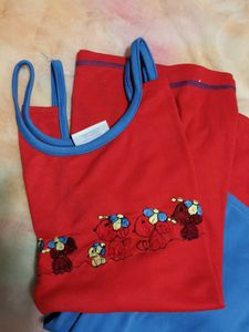 Blue Red Night Dress Capri