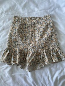 Floral Ruffle Mini Skirt