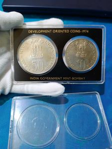 UNC Set 1974, 50 Rupees 10Rupees Coins Rare