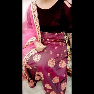 WINE 3PIECE LEHENGA
