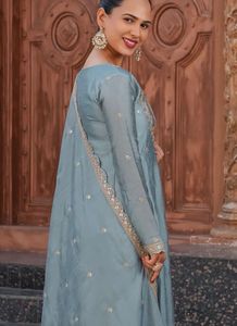 Elegant Blue Embroidered Kurta Set