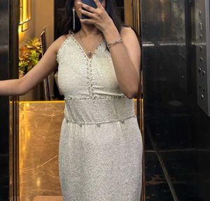 partywear maxi dress - silver white