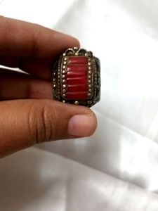 TURQUOISE CORAL GEMSTONE TIBETAN Stone Ring
