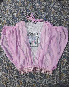 Cute Pink Flared Sleeve Top for (Bust- 32/34)