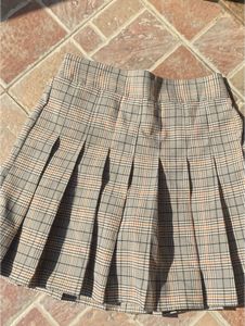 Pleated Plaid Mini Skirt