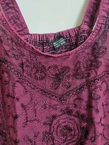 Embroidered Purple Tank Top