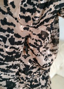 Zara Sweetheart Animal Print Sheer Sleeves Dress