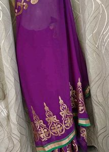 Purple Embroidered Saree
